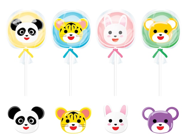 Illustration set of candy of animal