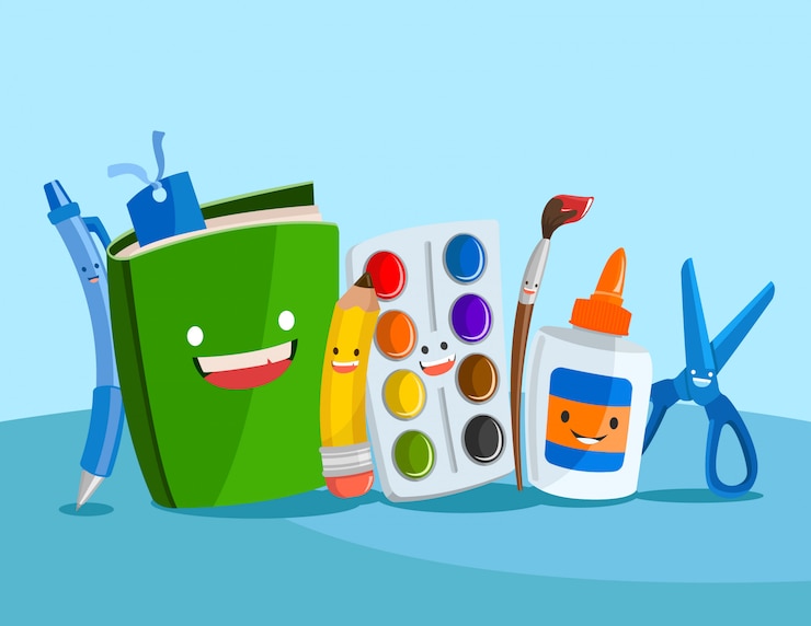 वेक्टर  illustration of a set of cute school supplies