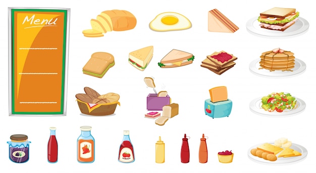 Illustration of a set of food