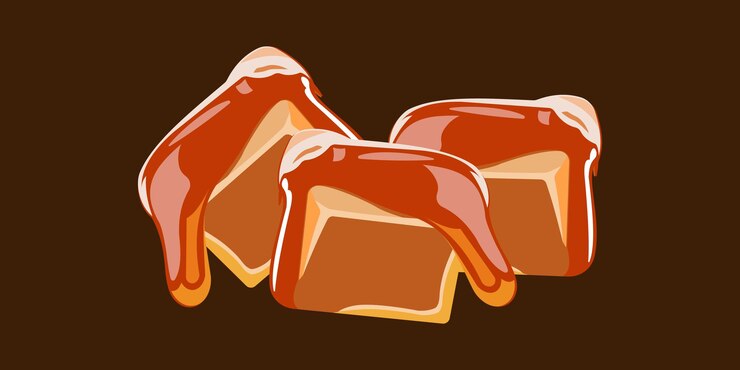Vector illustration set of melted caramel
