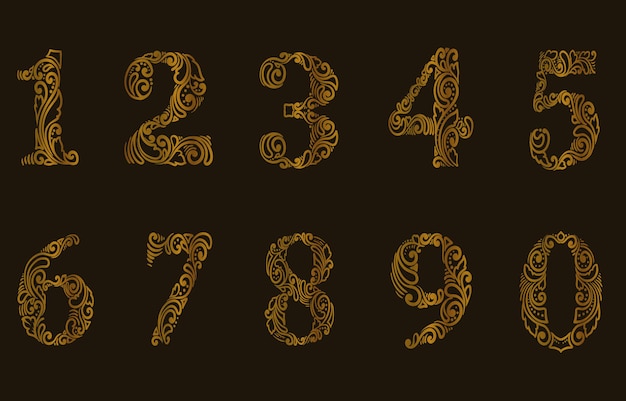 Vettore illustrazione di una serie di numeri in stile modello