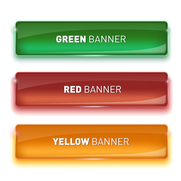 Vector illustration of set of realistic glass banners