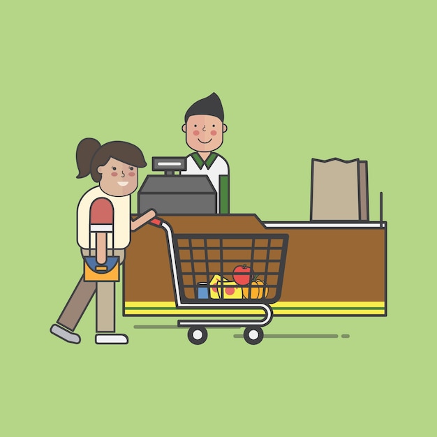 Insieme dell'illustrazione del vettore del supermercato