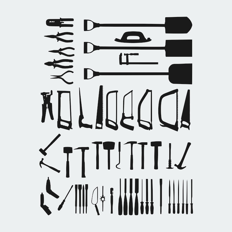 Vector illustration of a set of types of tools
