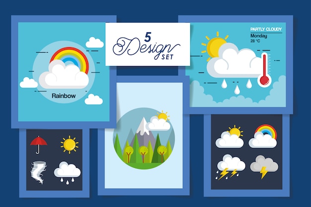 Vector illustration set of weather forecast