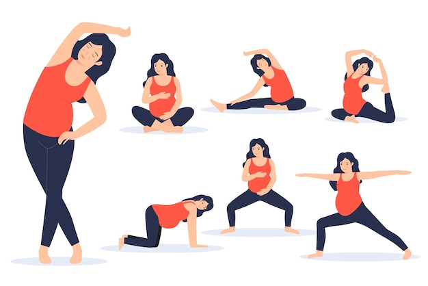 Vector illustration set of workout for pregnant