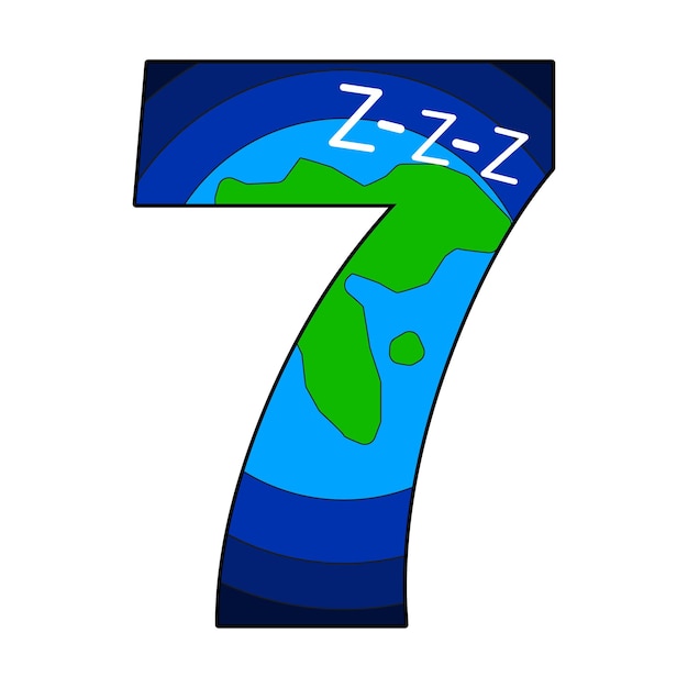 Vector illustration of the seventh day of creation with god resting symbolic earth and sleep design