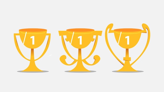 illustration of several variations of trophy shapes in flat style