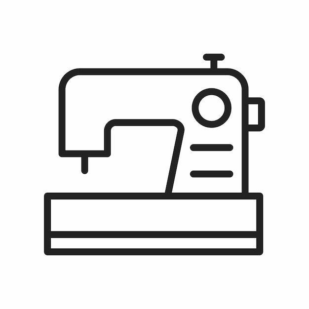 Illustration of sewing machine icon in outline style