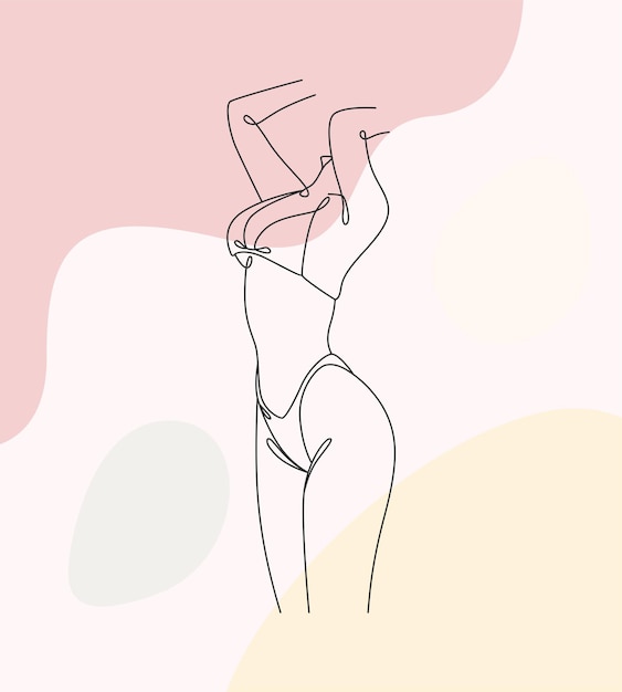 Illustration of a sexy female body one line style b