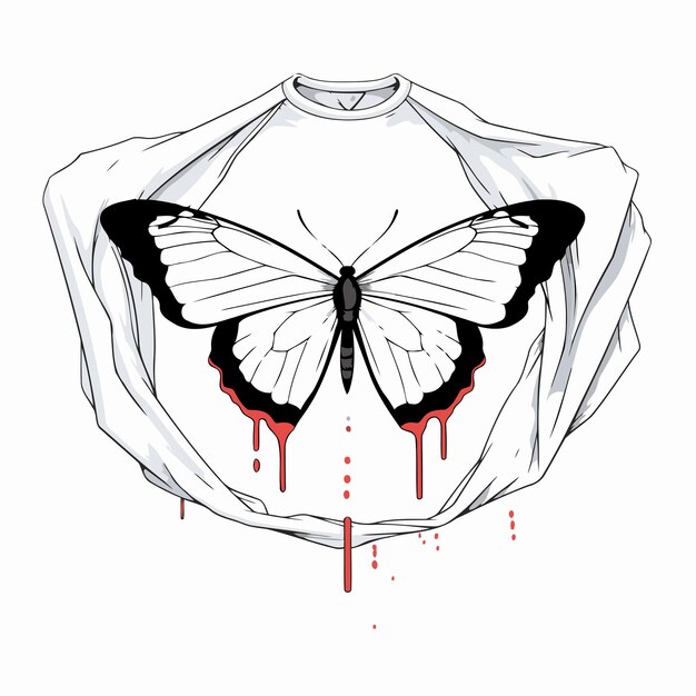 Vector illustration of a shirt with a butterfly on a white background