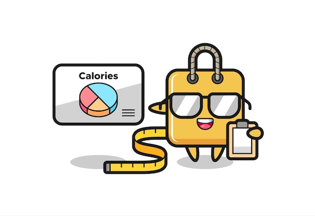 Illustration of shopping bag mascot as a dietitian