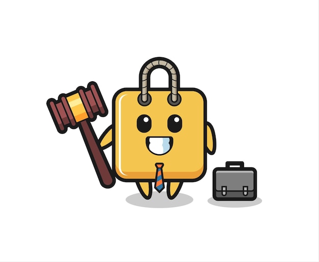 Illustration of shopping bag mascot as a lawyer