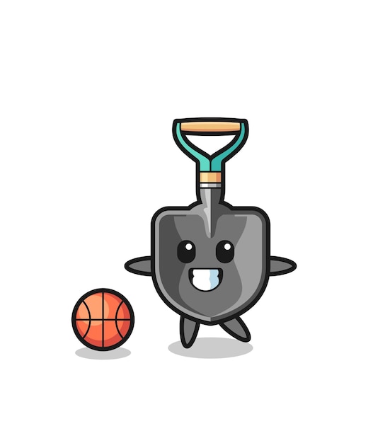 Illustration of shovel cartoon is playing basketball