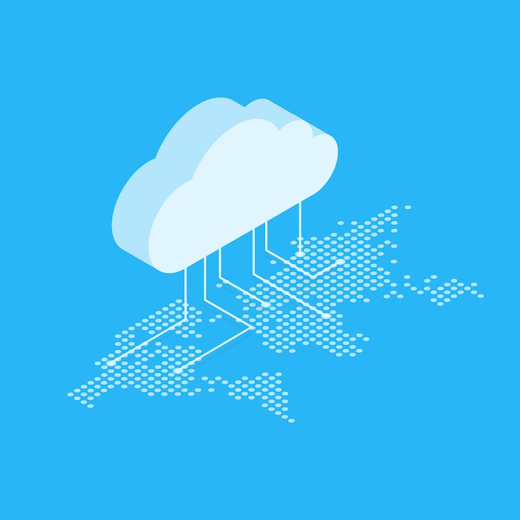 Vector illustration showing the concept of cloud computing