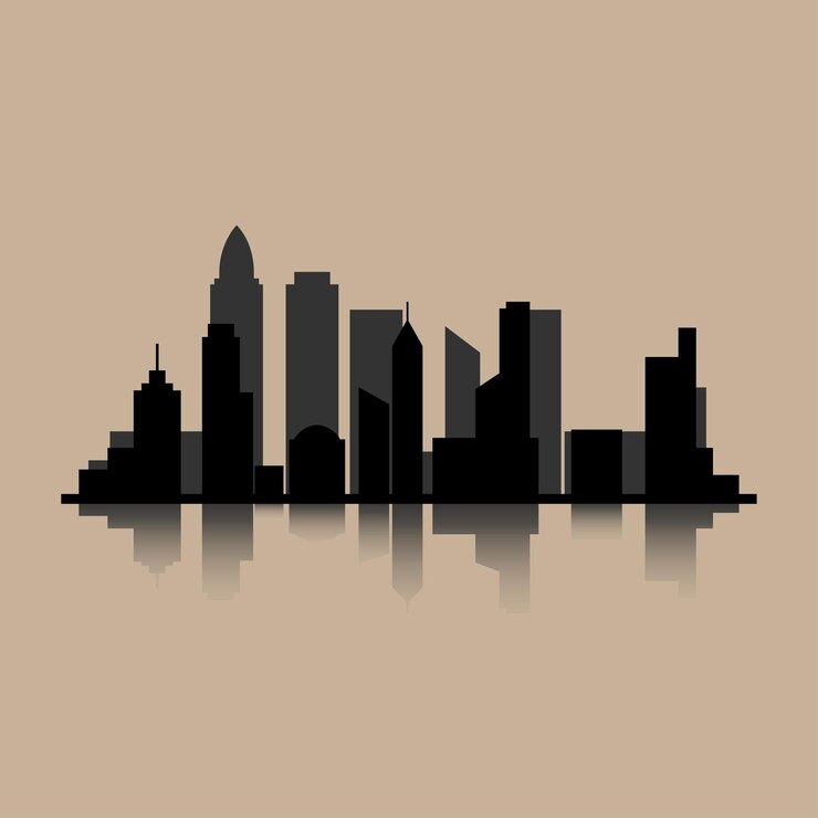 Vector illustration of silhouette of a city buildings structure and skyscrapers