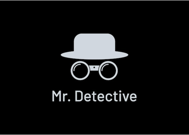 Illustration silhouette Detective with hat logo design