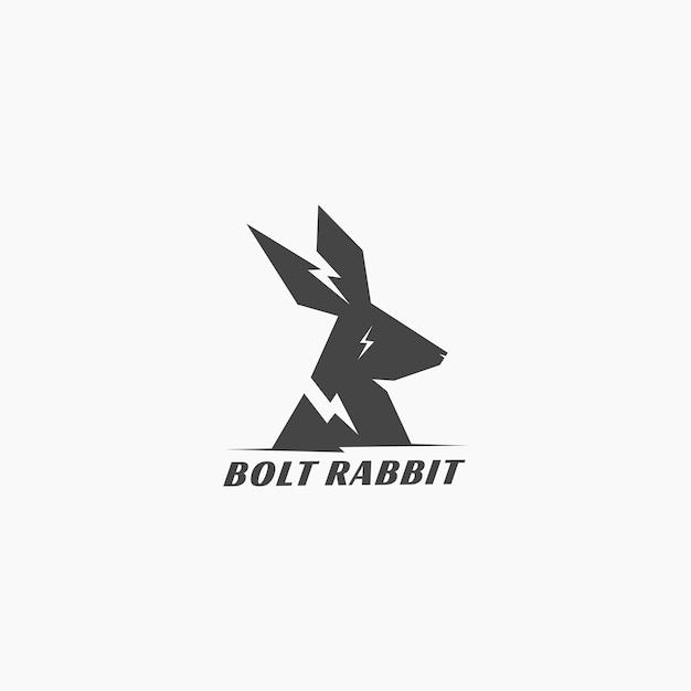 Illustration silhouette of rabbit logo design with combination lightning bolt symbol