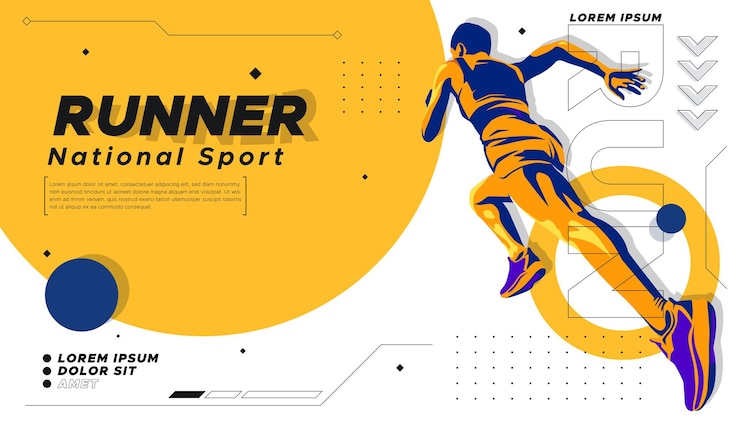 Vector illustration of the silhouette of a sprint athlete runner athlete with stylized flash of color