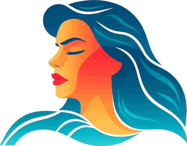 illustration simplify design woman swimming sticker