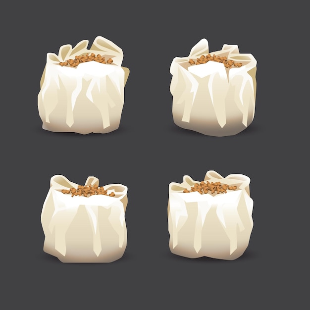 Illustration of siomay dimsum with peanuts 4 different alternatives