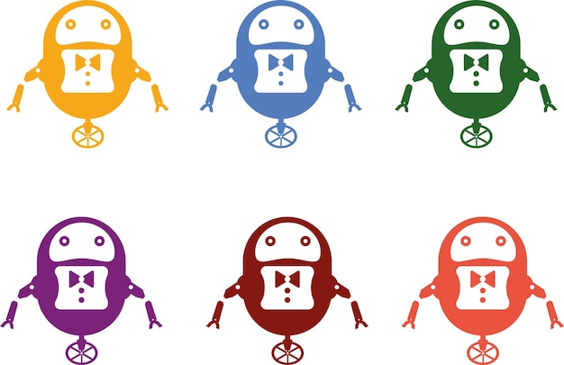 Illustration of six robots in different colors