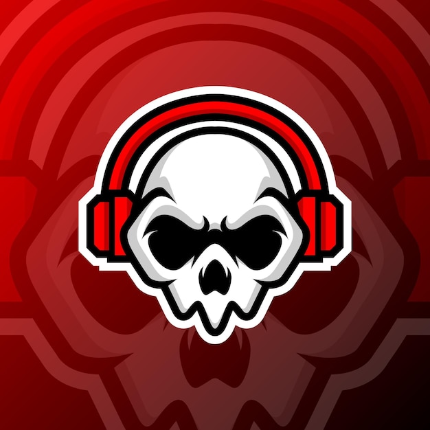 Vector illustration of a skull gamers in esport logo style