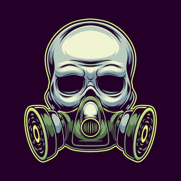 Vector illustration of skull and gas mask