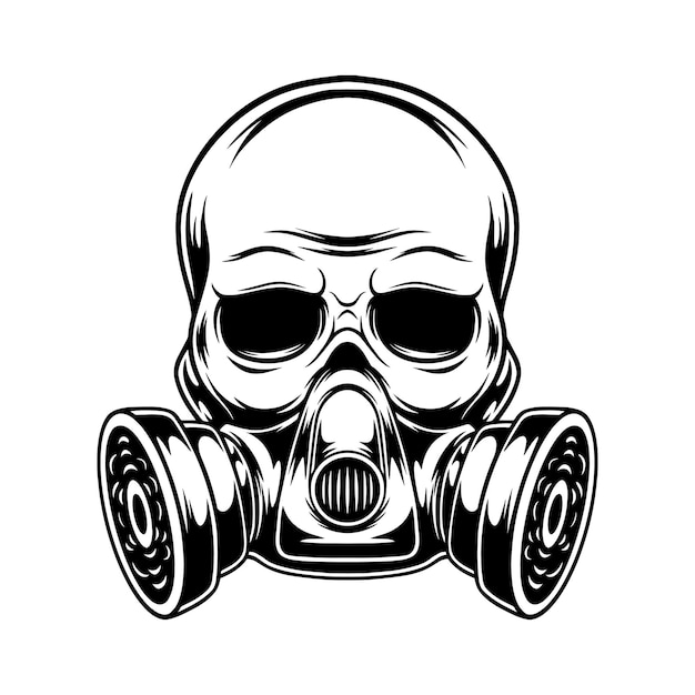 Vector illustration of skull and gas mask