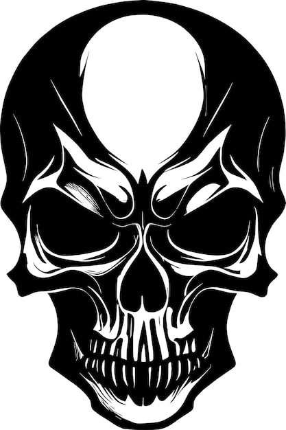 Illustration Of Skull Monochrome Logo Design