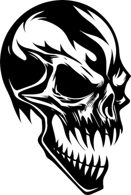 Illustration Of Skull Monochrome Logo Design