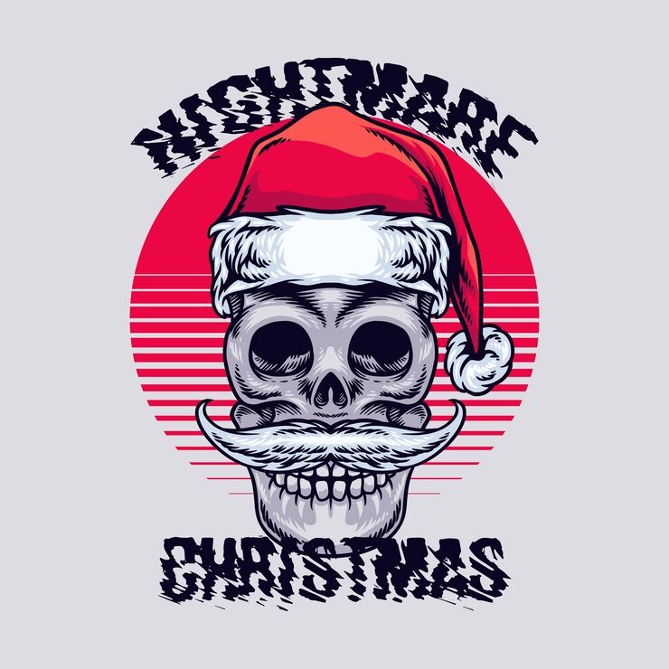 illustration skull santa claus nightmare christmas