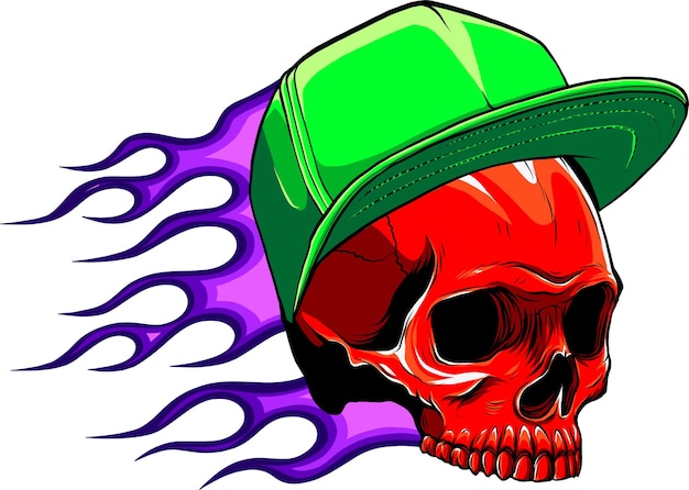 Vector illustration of a skull in skateboarder cap design element for poster card banner sign vector illustration