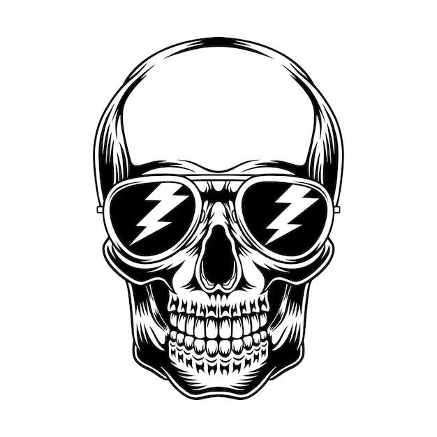 Vector illustration of a skull wearing cool glasses