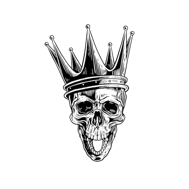 Vector illustration of a skull wearing a kings crown