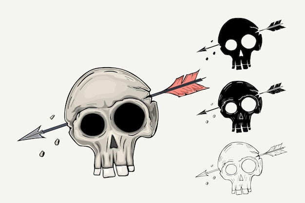 Illustration skull with arrow in head