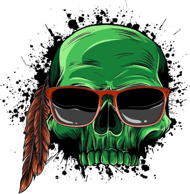 illustration of Skull with sunglasses on white background