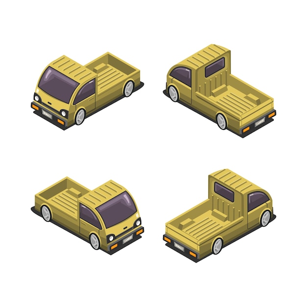 Illustration of small cargo car isometric vector design