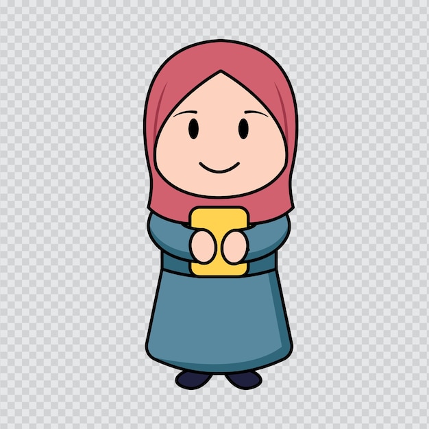 illustration of a small Muslim girl vector set