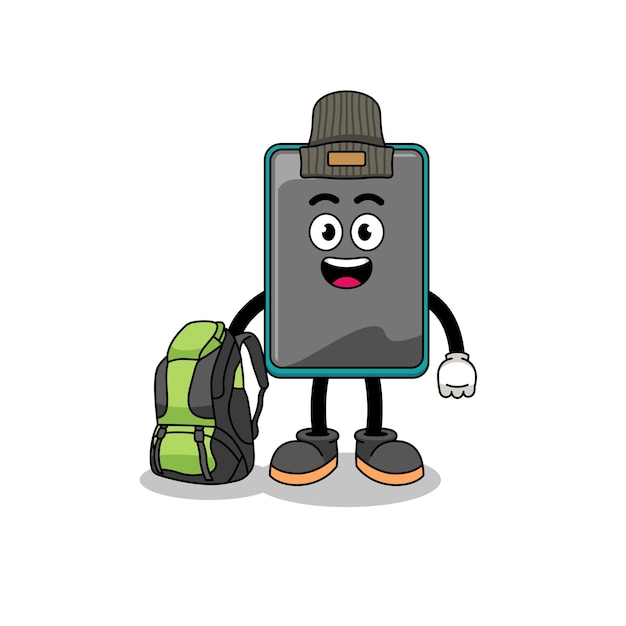 Illustration of smartphone mascot as a hiker