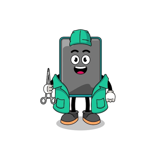 Illustration of smartphone mascot as a surgeon