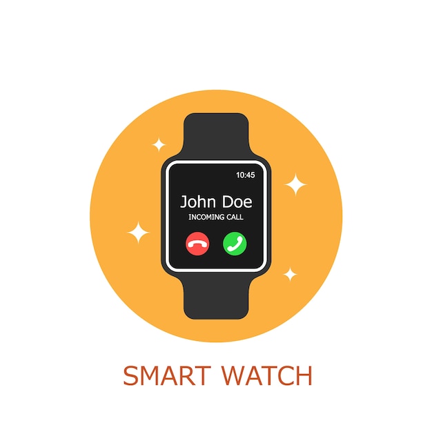 Illustration of smartwatch get a phone call