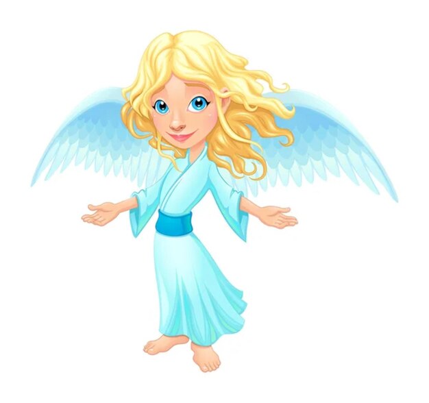 Иллюстрация Улыбающийся ангел с крыльями