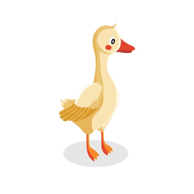 Illustration of a Smiling Cartoon Duck Standing on a White Background