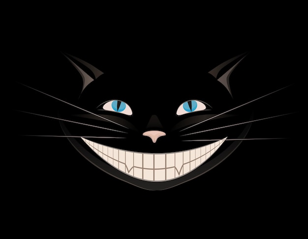 Illustration of a smiling cat out of the darkness to your creativity