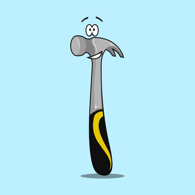 Vector illustration of a smiling iron hammer