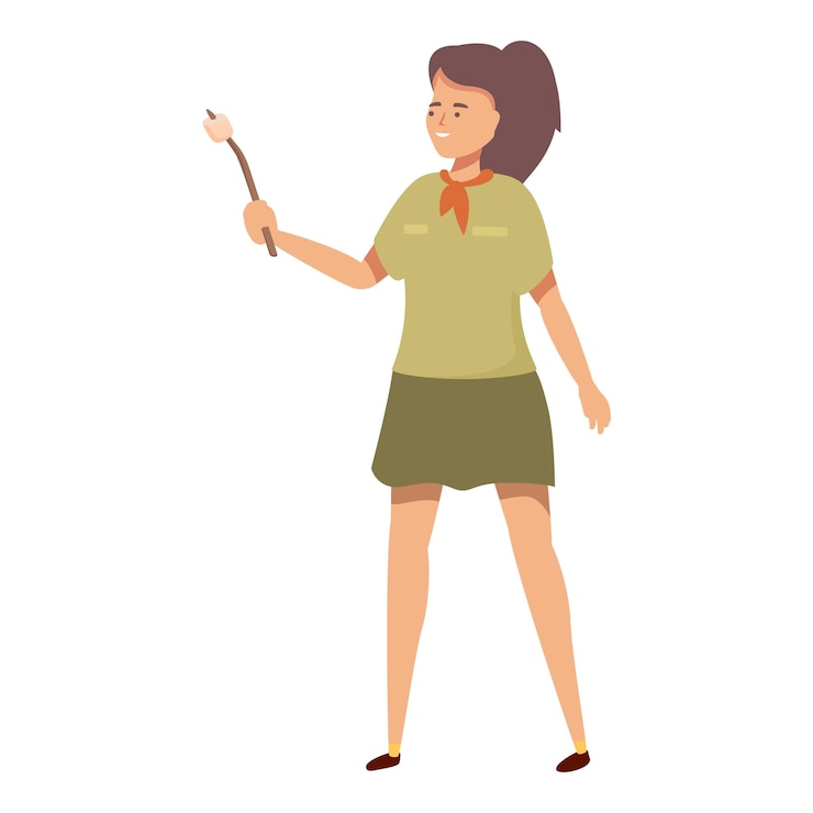Vector illustration of a smiling young woman holding a paintbrush ready to paint