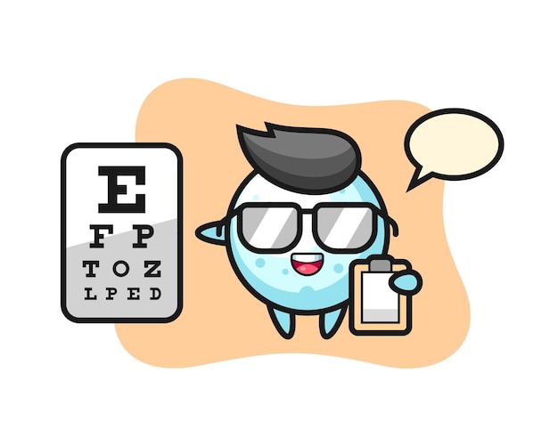 Illustration of snow ball mascot as a ophthalmology