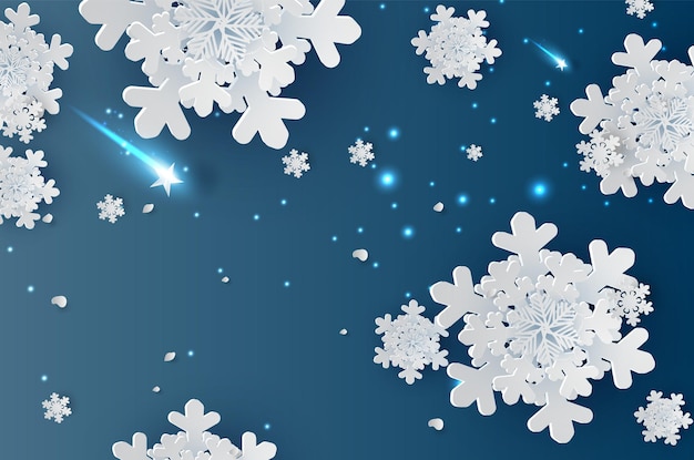 Vector illustration of snowflakes for winter season with place text space background wintertime