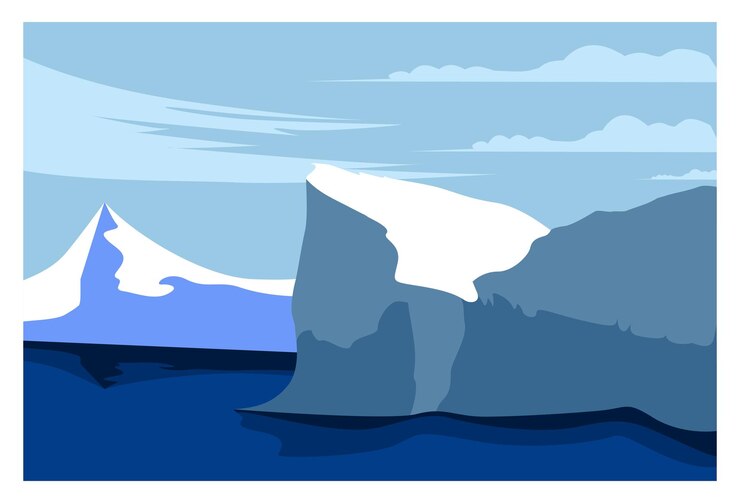 Vector illustration of a snowy mountain view